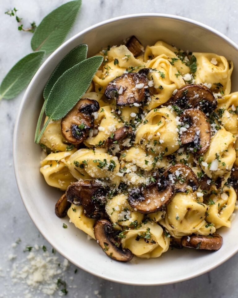 Cheese Tortellini with Butter, Mushrooms, and Crispy Sage Recipe