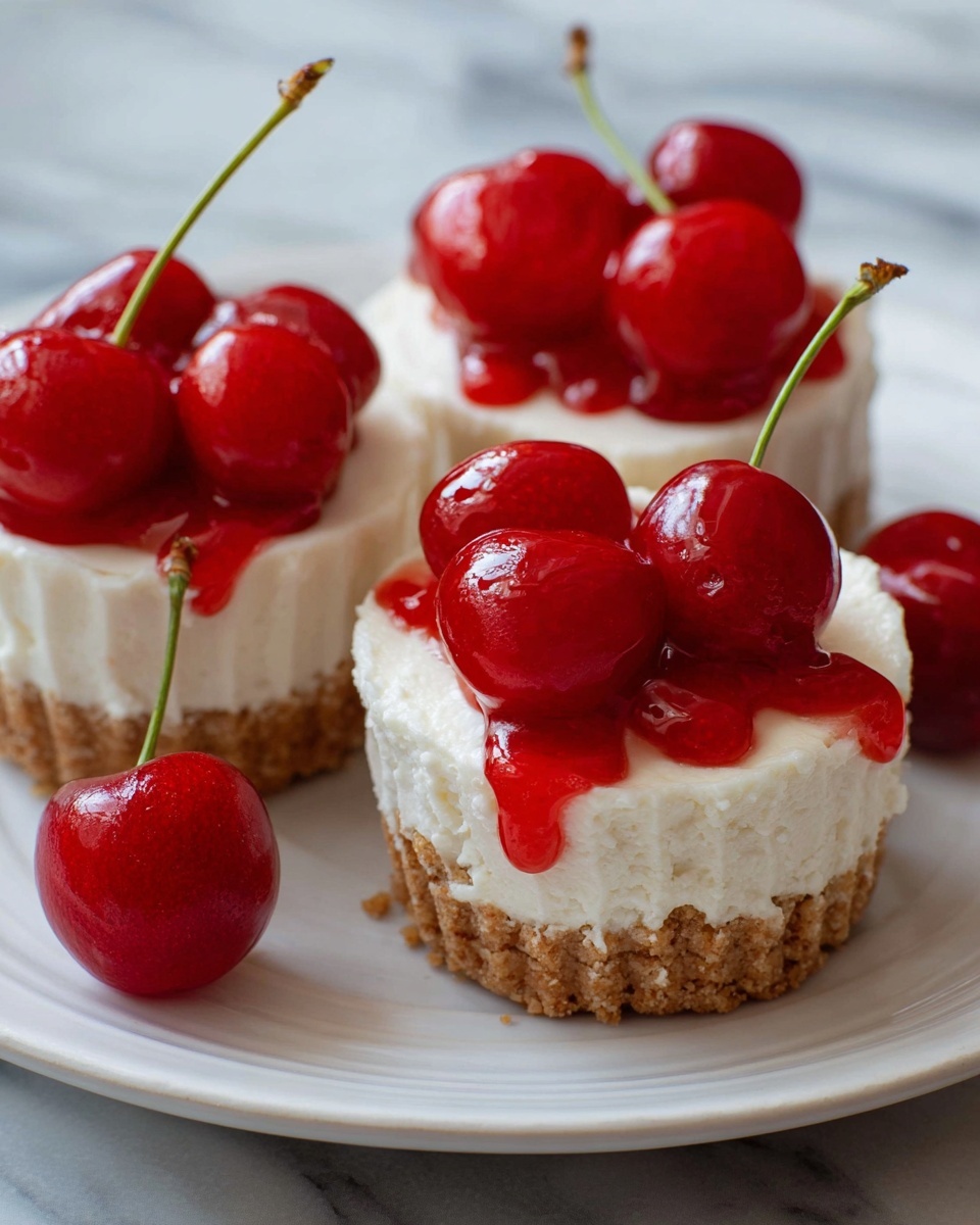 No Bake Mini Cheesecakes with Cherry Topping Recipe - Recipe Image