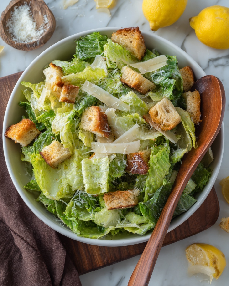 Classic Caesar Salad with Crispy Garlic Croutons Recipe - Recipe Image