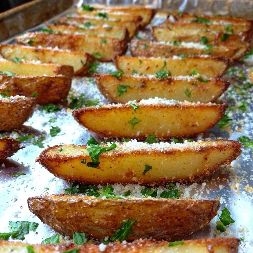 Parmesan Rosemary Baked Potato Wedges Recipe - Recipe Image