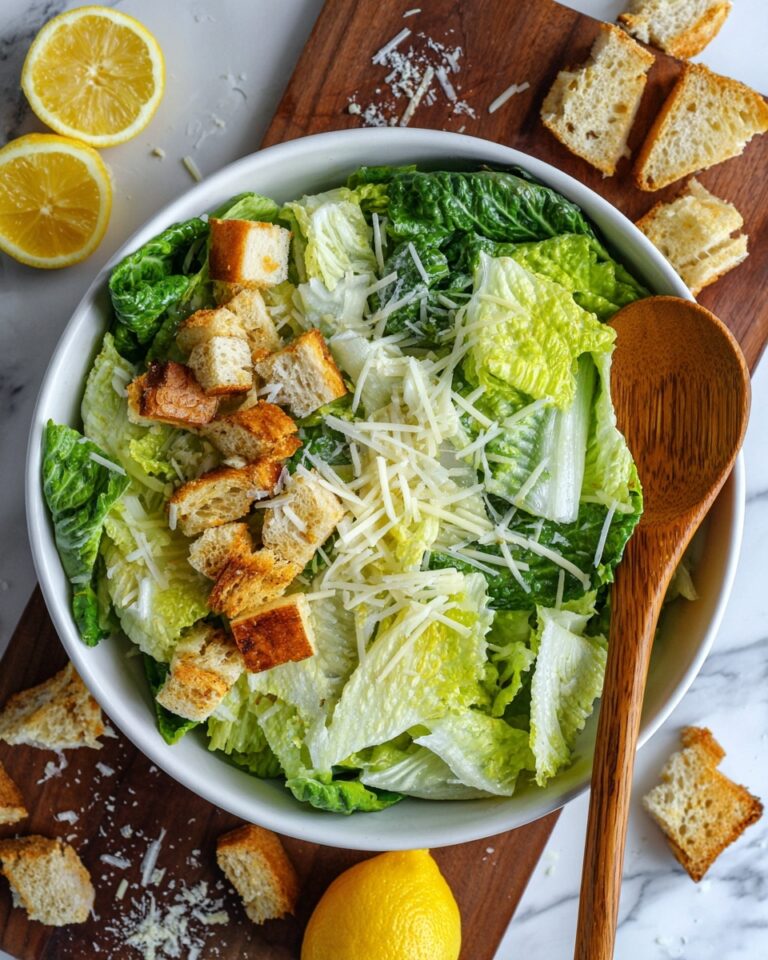 Classic Caesar Salad with Crispy Garlic Croutons Recipe