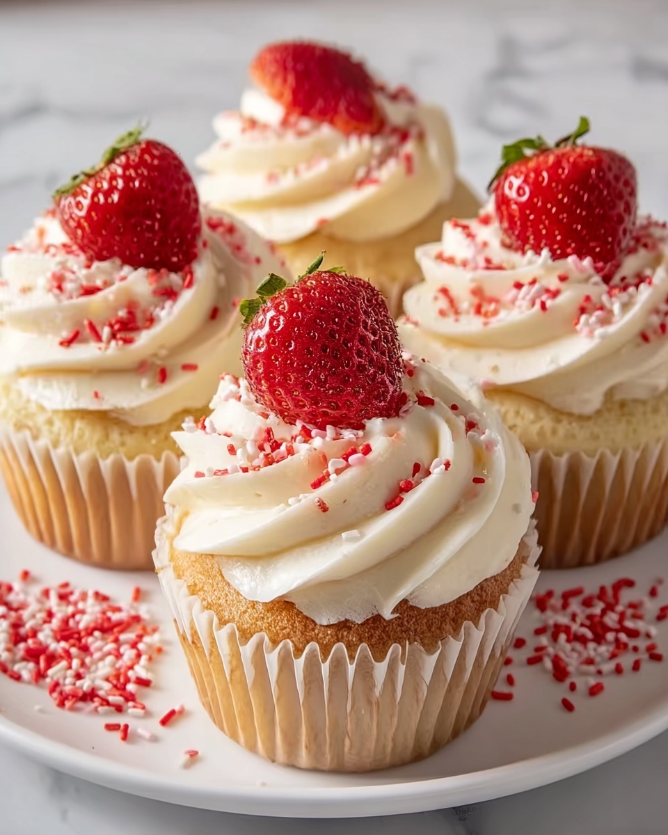 Sweet White Chocolate Strawberry Cupcakes Recipe - Recipe Image