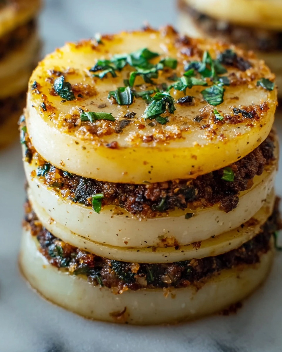 Cheesy Stuffed Potato Stacks with Ground Beef and Spinach Recipe - Recipe Image