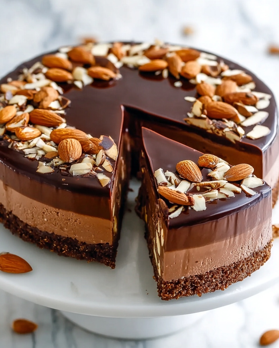 Delicious Homemade Chocolate Almond Cheesecake Recipe - Recipe Image