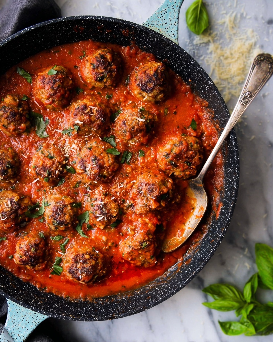 Cheesy Baked Meatball Skillet Recipe - Recipe Image