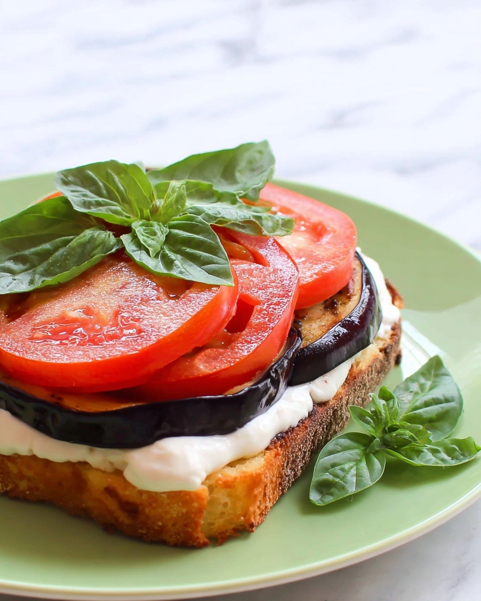 Open-Faced Eggplant and Tomato Sandwiches Recipe - Recipe Image