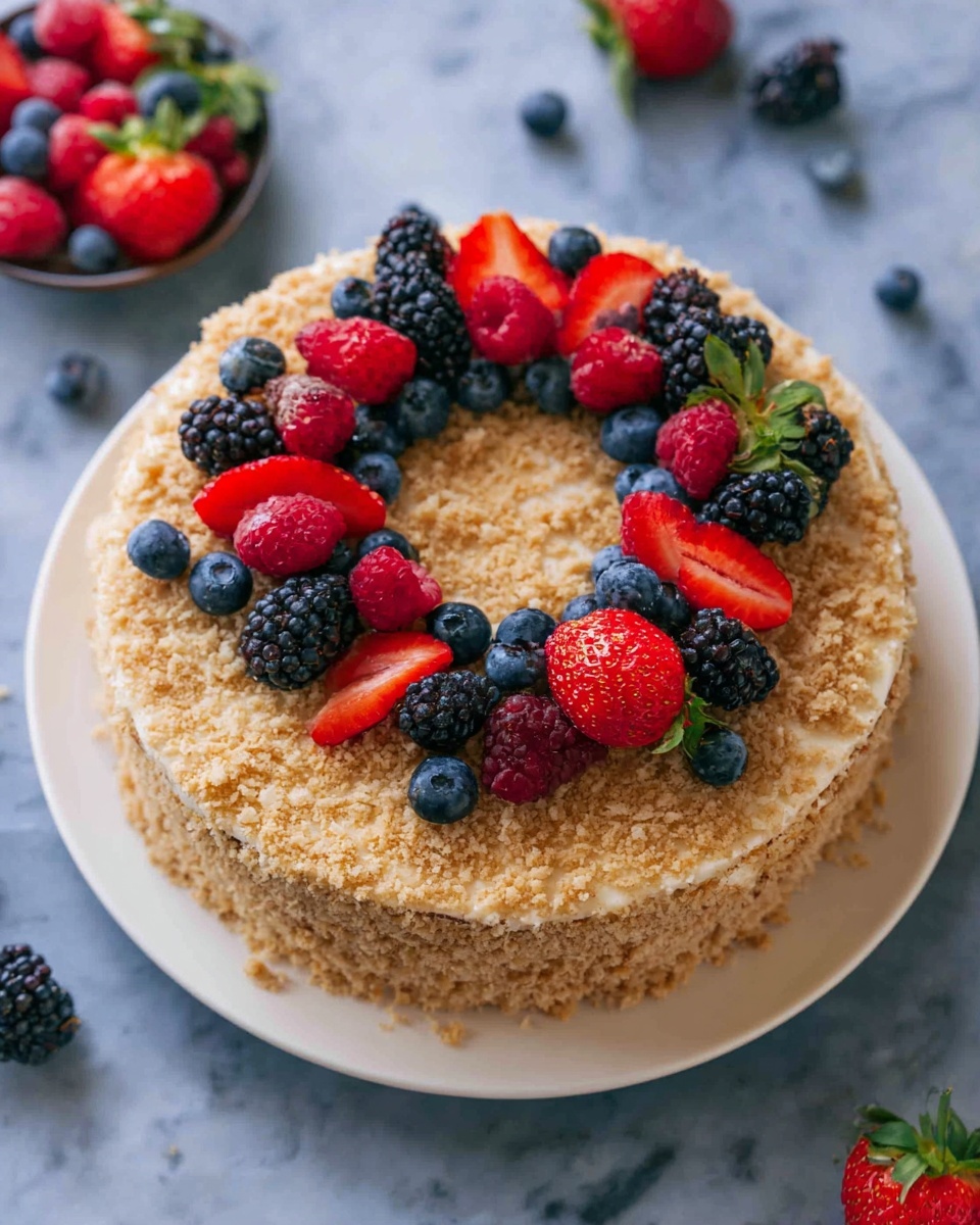 No-Bake Napoleon Cake with Berries Recipe - Recipe Image