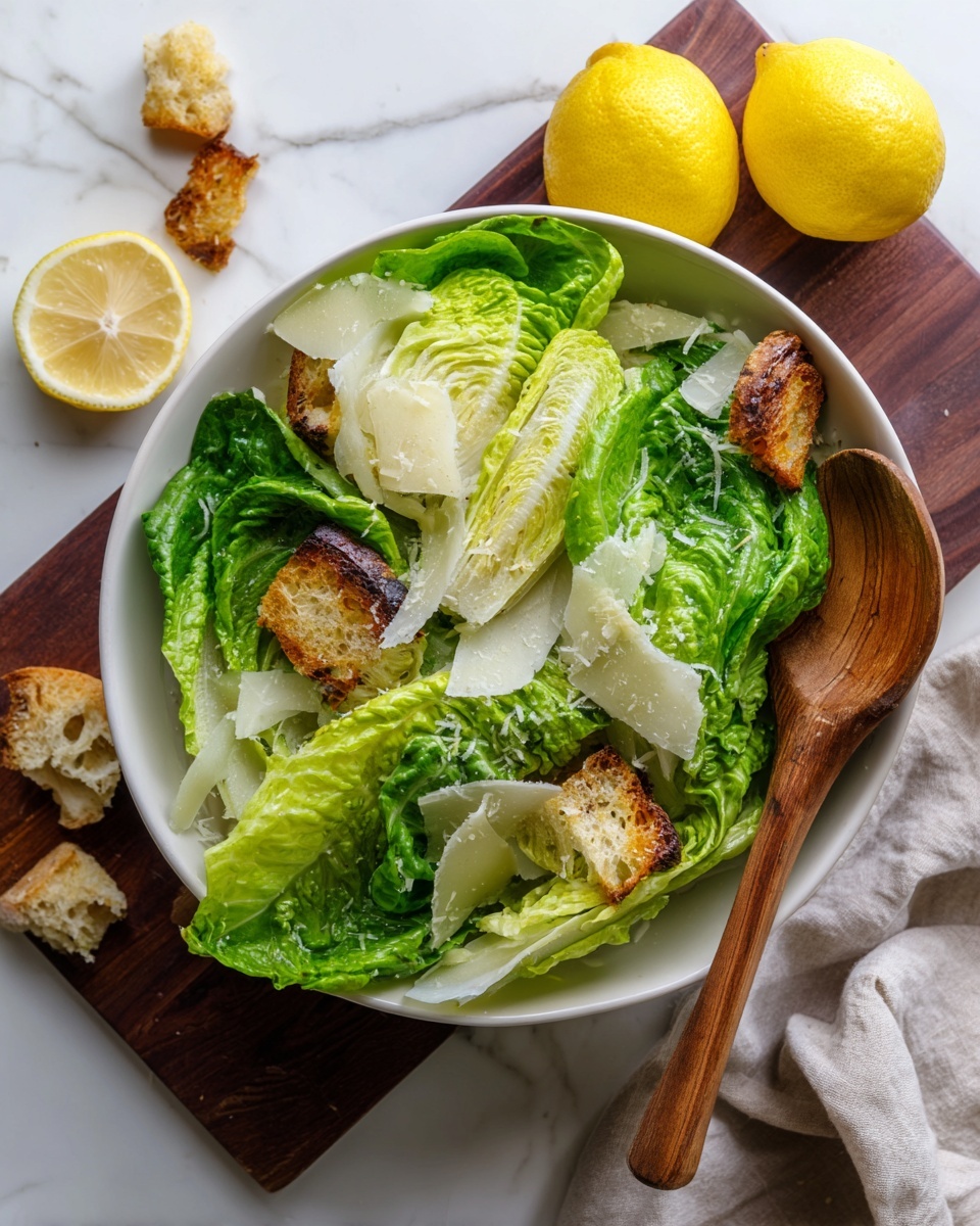 Classic Caesar Salad with Crispy Garlic Croutons Recipe - Recipe Image