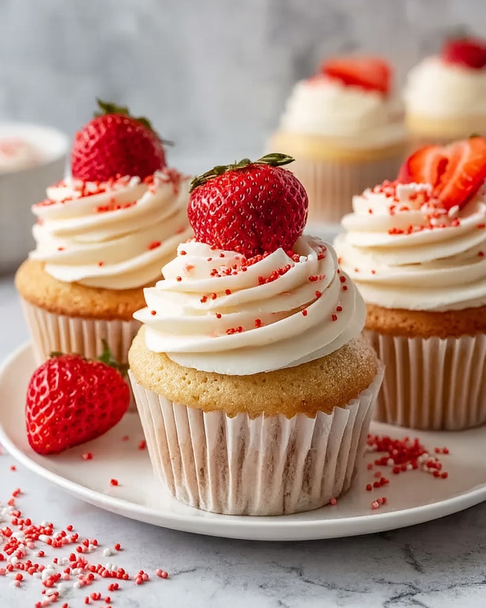 Sweet White Chocolate Strawberry Cupcakes Recipe - Recipe Image