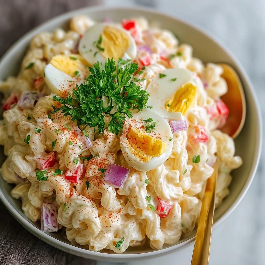 Classic Creamy American Macaroni Salad Recipe - Recipe Image