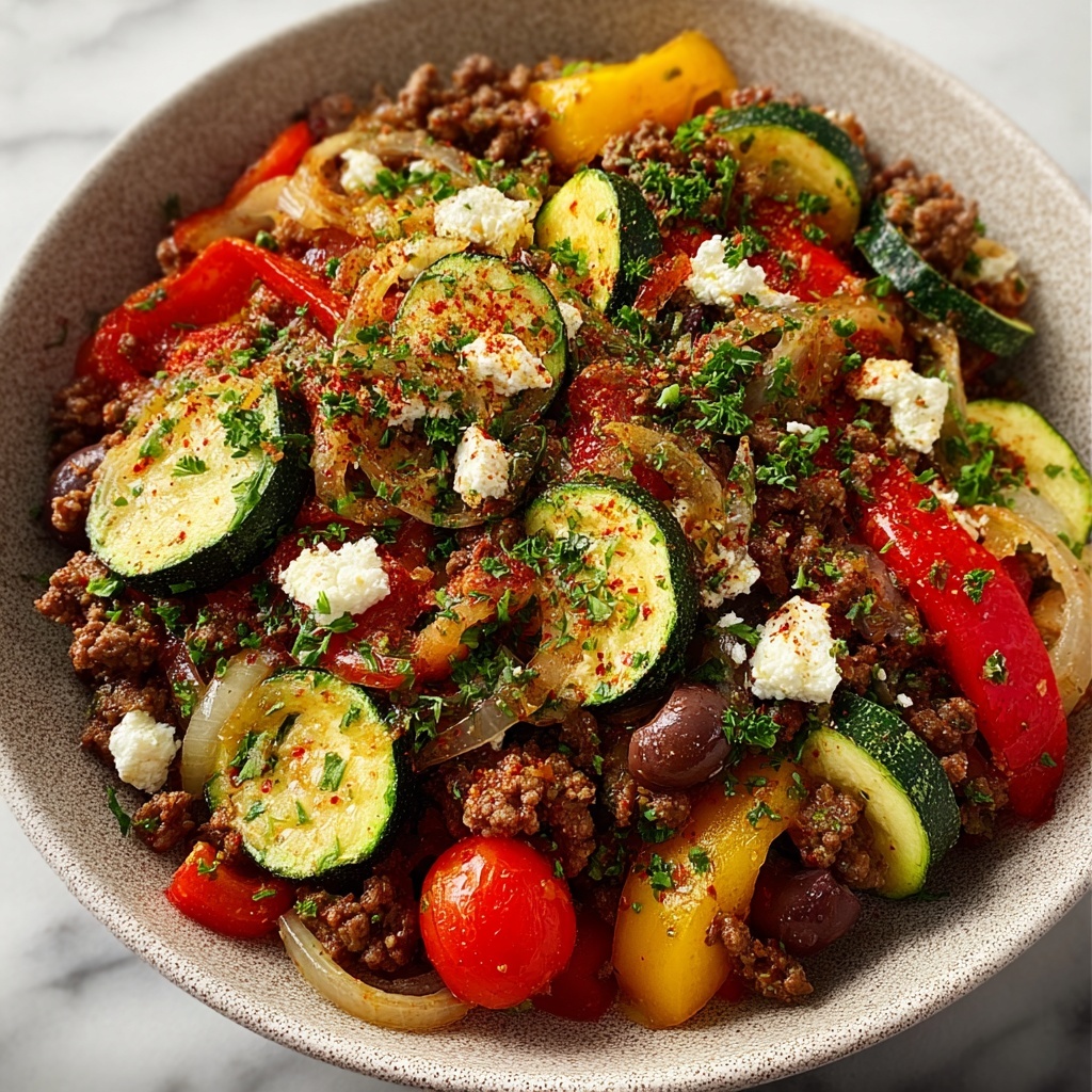 Mediterranean Ground Beef Stir Fry Recipe - Recipe Image