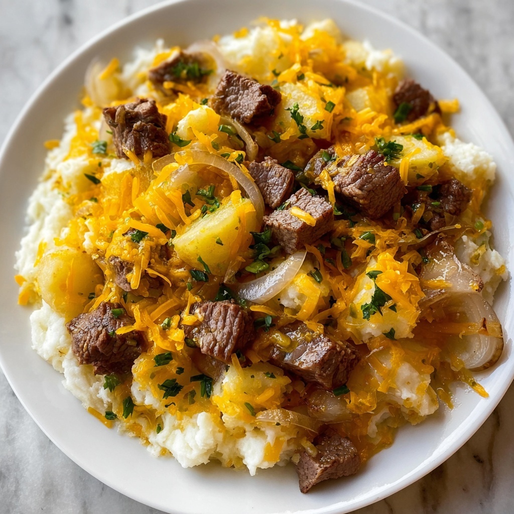 Slow Cooker Steak and Cheddar Potato Casserole Recipe - Recipe Image