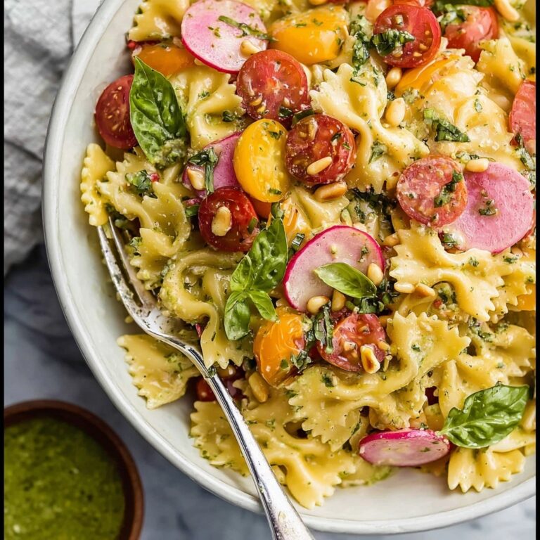 Pesto Pasta Salad with Prosciutto, Peperoncini, and Cherry Tomatoes Recipe