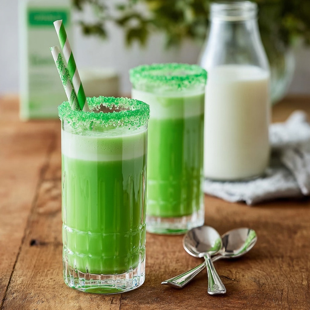 Green Mint Vanilla Milk (Leprechaun Milk) Recipe - Recipe Image