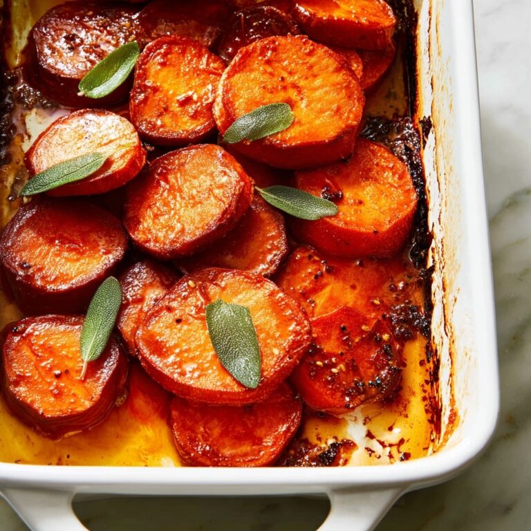 Candied Yams with Maple Cinnamon Glaze and Sage Recipe