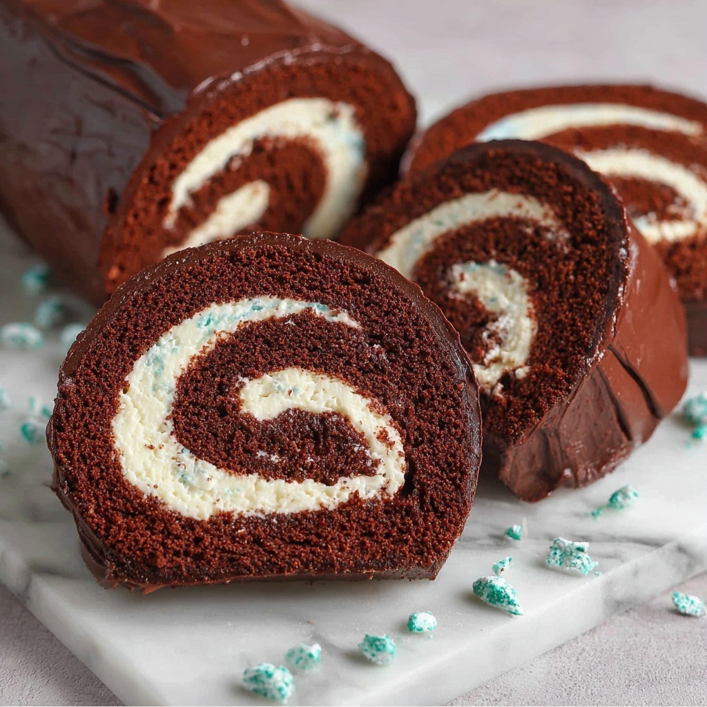 Mint Chocolate Swiss Roll Recipe - Recipe Image