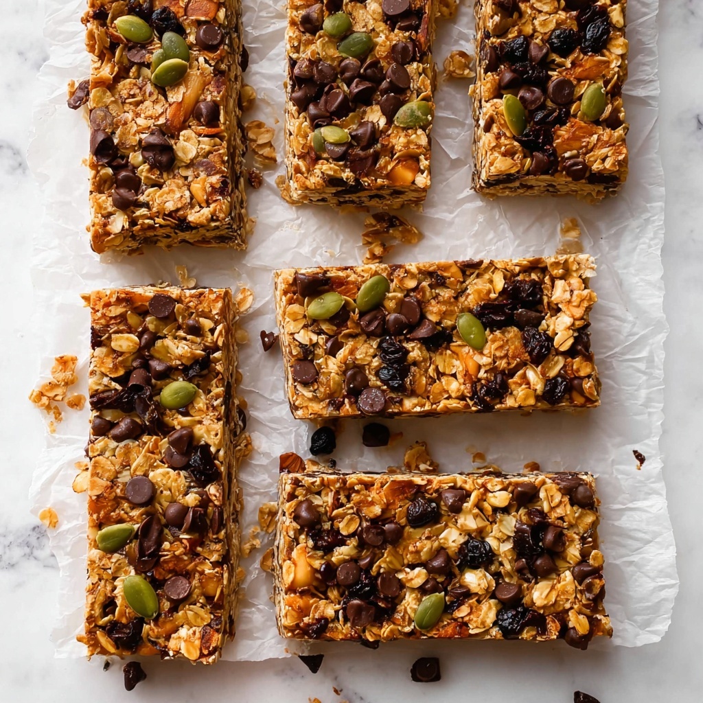 Crunchy Homemade Muesli Bars with Honey, Peanut Butter, Almonds, and Chocolate Chips Recipe - Recipe Image