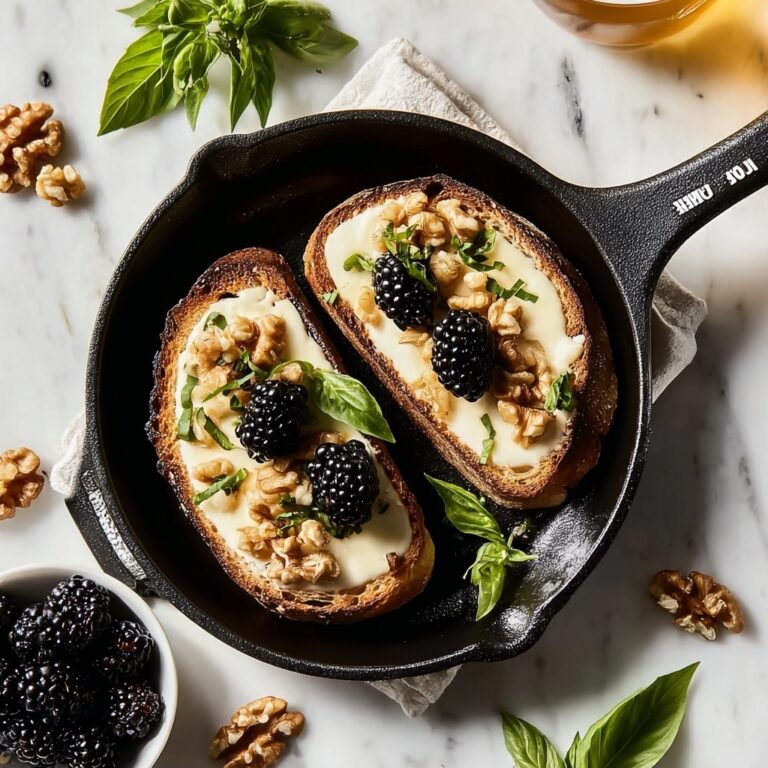 Walnut Toasts with Gruyère and Blackberries Recipe