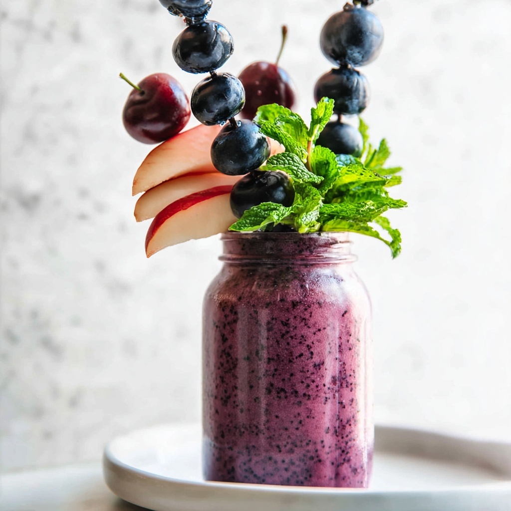 Healthy Blueberry Cherry Freakshake with Fresh Fruit Toppings Recipe - Recipe Image