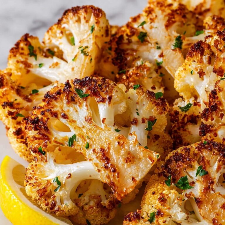 Crispy Roasted Cauliflower with Lemon Garlic Butter and Parmesan Recipe
