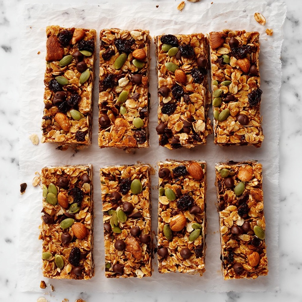 Crunchy Homemade Muesli Bars with Honey, Peanut Butter, Almonds, and Chocolate Chips Recipe - Recipe Image