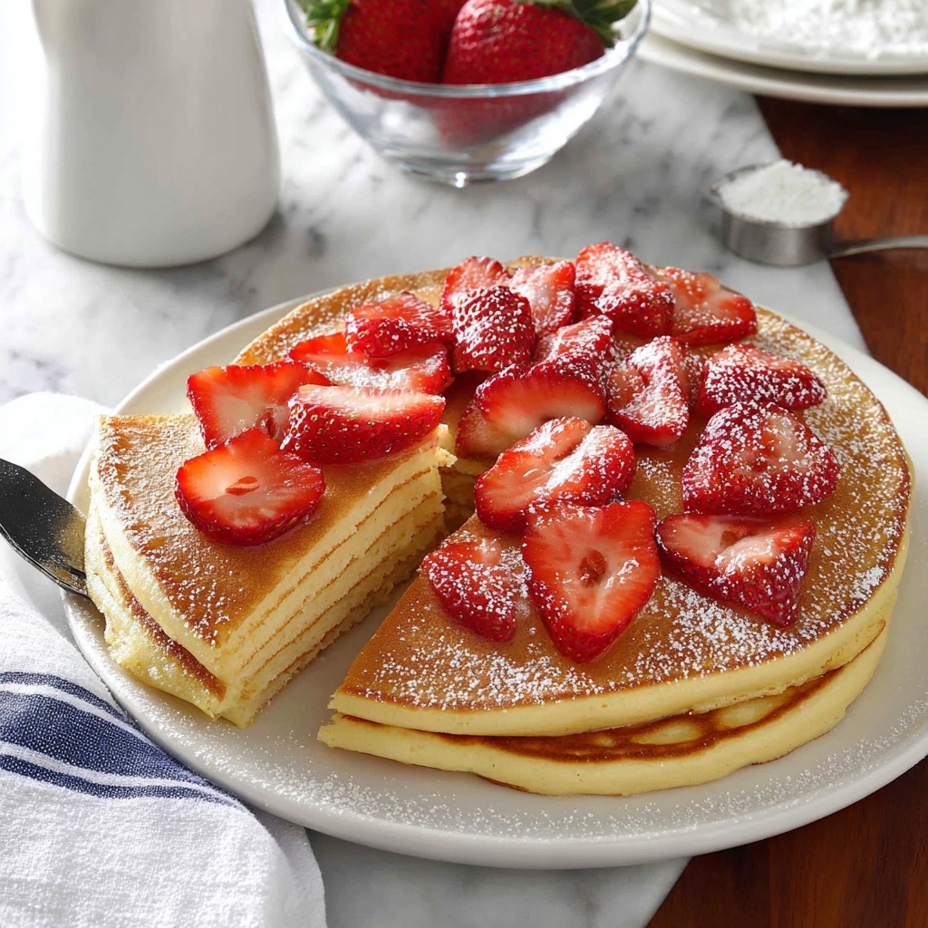 Giant Pancakes with Strawberries and Golden Syrup Recipe - Recipe Image