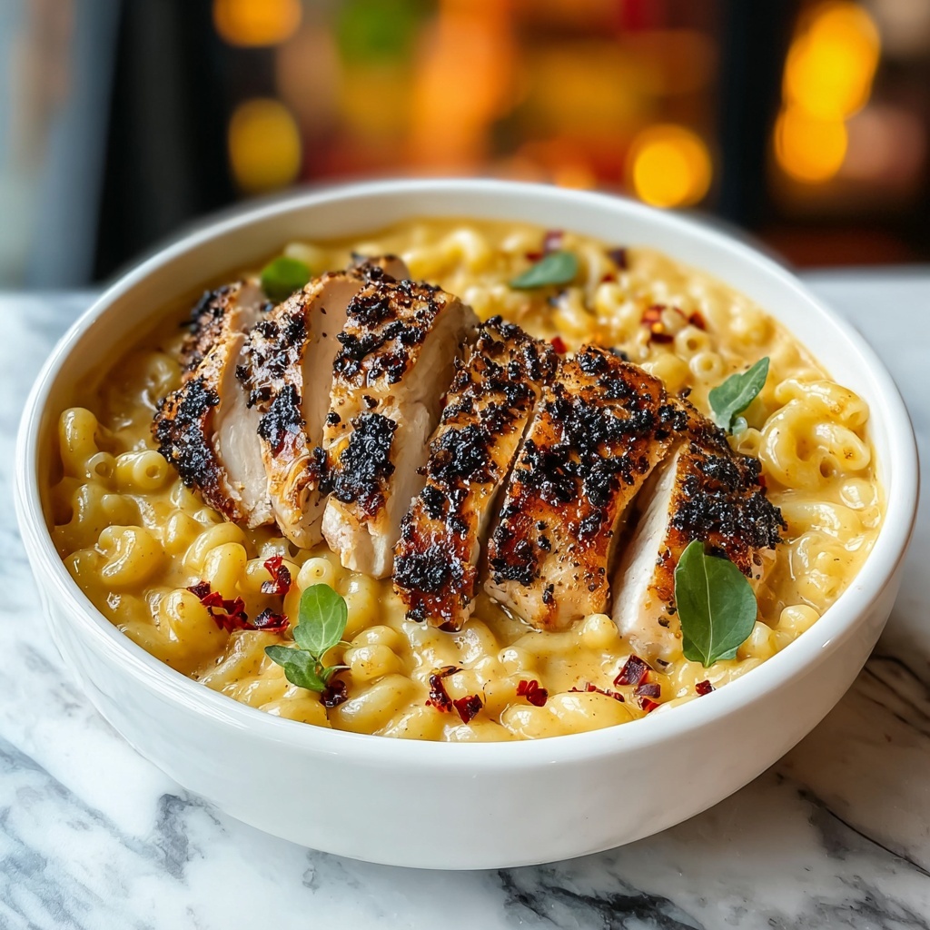 Sweet and Spicy Honey Pepper Chicken with Creamy Macaroni Cheese Recipe - Recipe Image