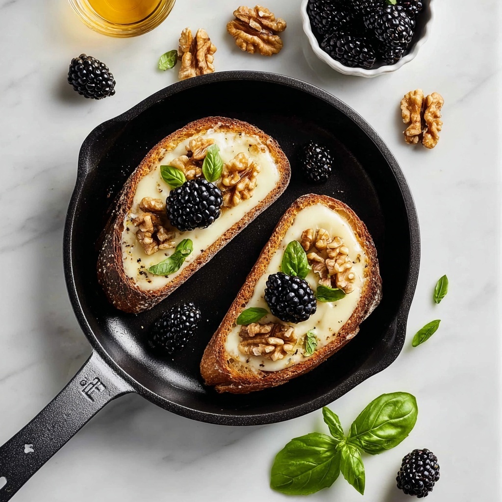Walnut Toasts with Gruyère and Blackberries Recipe - Recipe Image