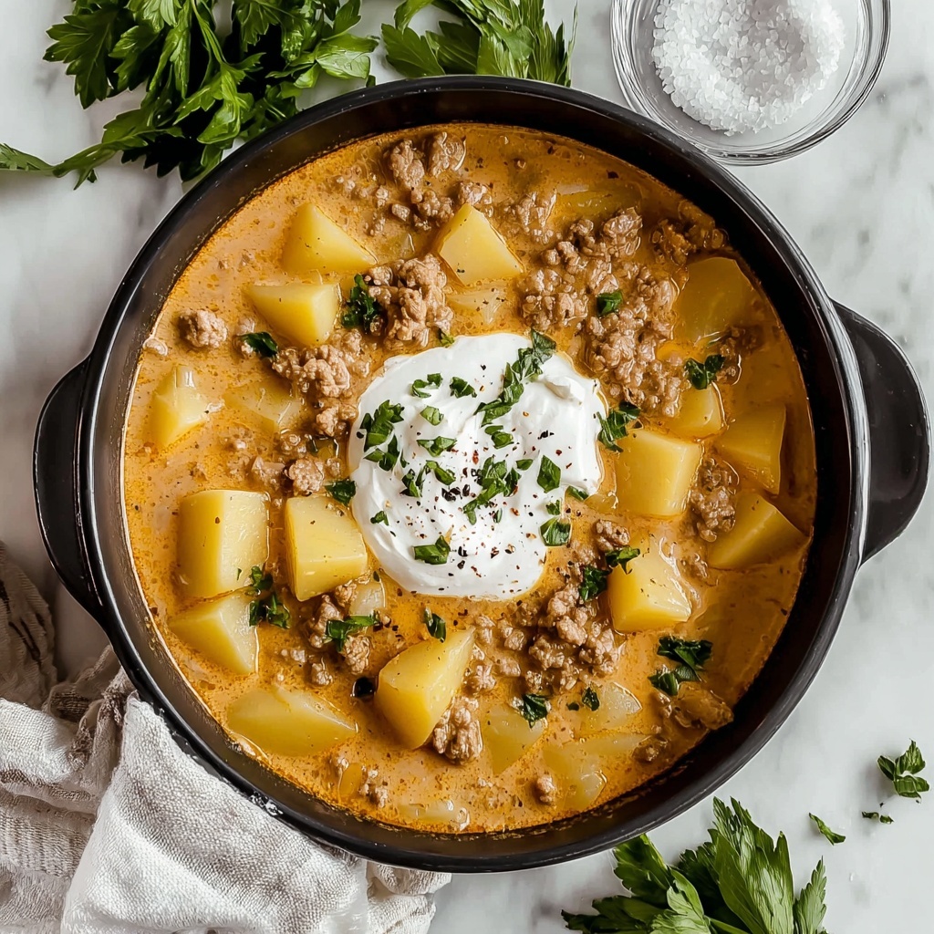 Creamy Potato and Hamburger Soup Recipe - Recipe Image