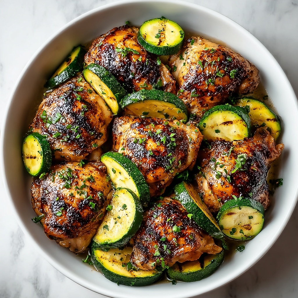 Asado Chicken Thighs with Sautéed Lemon-Zucchini Recipe - Recipe Image