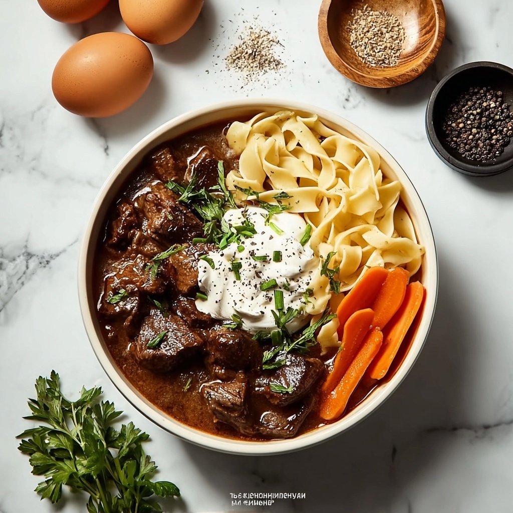 Creamy Beef Stroganoff with Egg Noodles Recipe - Recipe Image