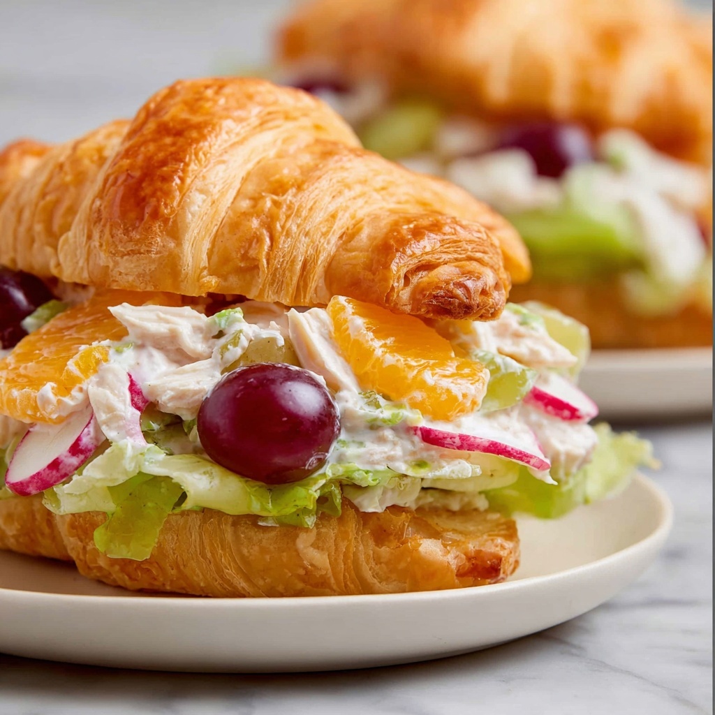 Chicken Salad with Grapes and Mandarin Oranges in Croissants Recipe - Recipe Image