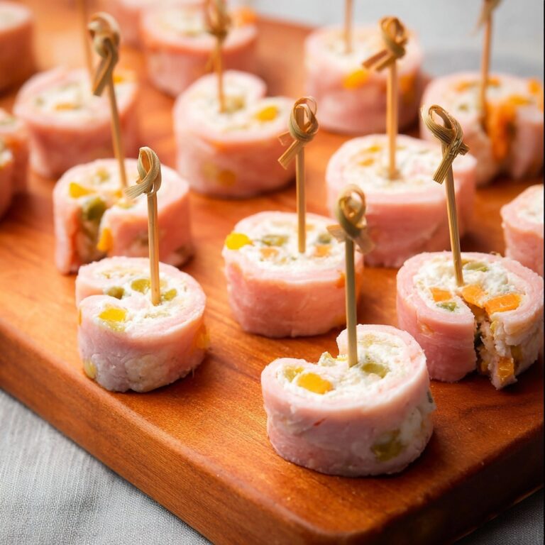 Ham Roll Ups with Cream Cheese, Olives, and Pickles Recipe