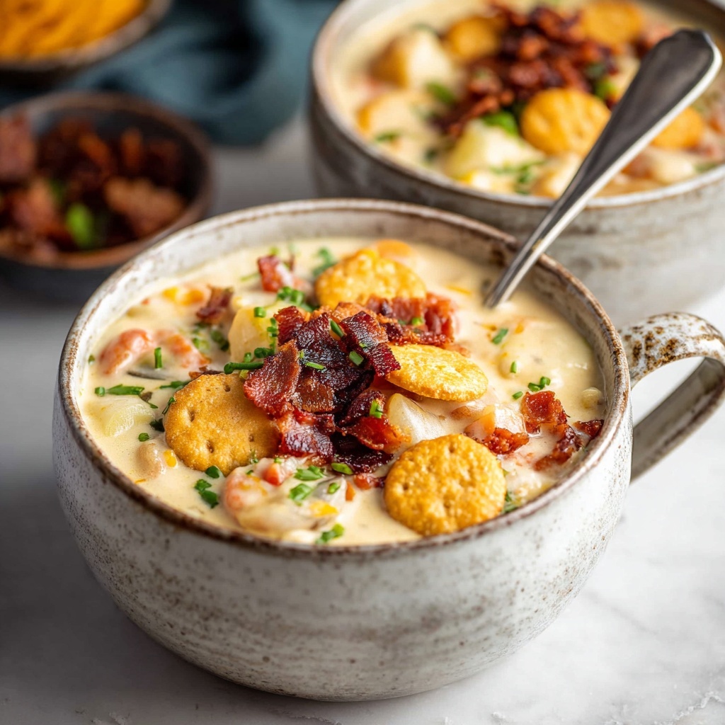 Creamy New England Clam Chowder with Bacon and Fresh Herbs Recipe - Recipe Image