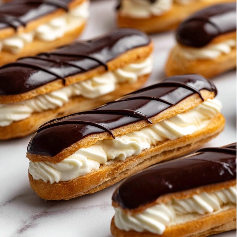 Chocolate Filled Eclairs with Rich Cream and Cocoa Ganache Recipe