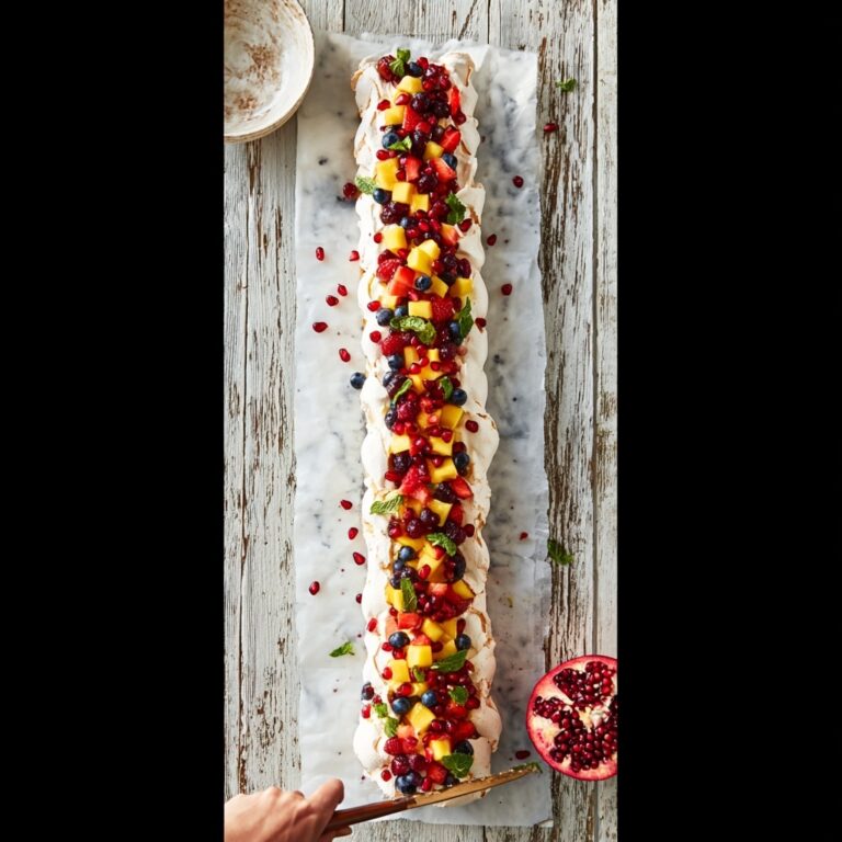 Never Ending Meringue Tranche with Fresh Fruit and Cream Recipe