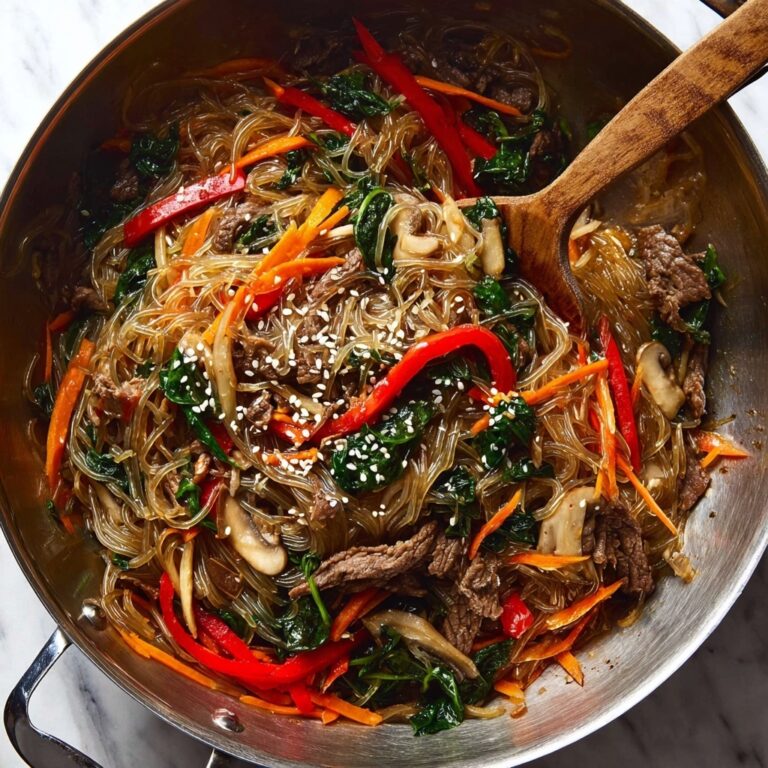 Japchae – Korean Sweet Potato Noodles with Beef and Vegetables Recipe