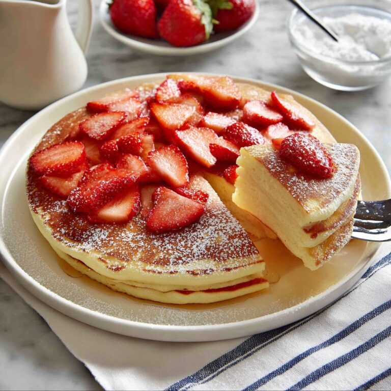 Giant Pancakes with Strawberries and Golden Syrup Recipe