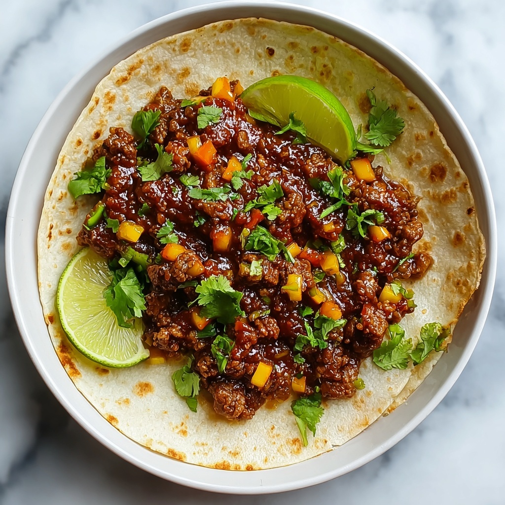 Garlic Butter Honey BBQ Beef Tacos Recipe - Recipe Image