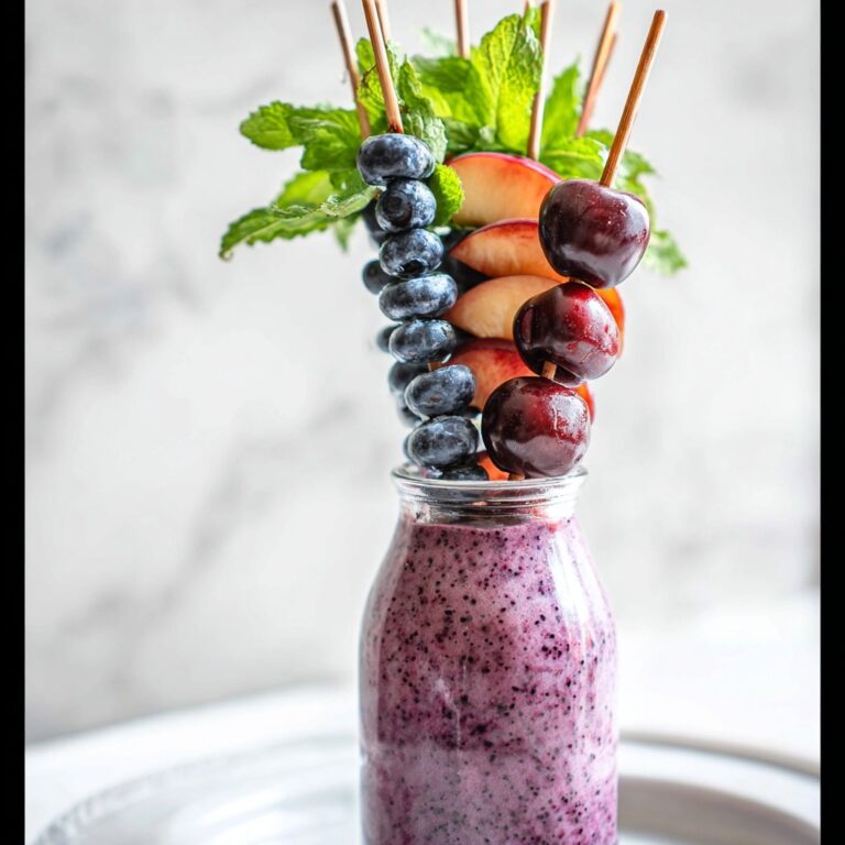 Healthy Blueberry Cherry Freakshake with Fresh Fruit Toppings Recipe