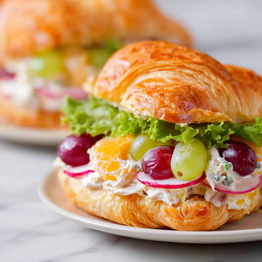 Chicken Salad with Grapes and Mandarin Oranges in Croissants Recipe - Recipe Image
