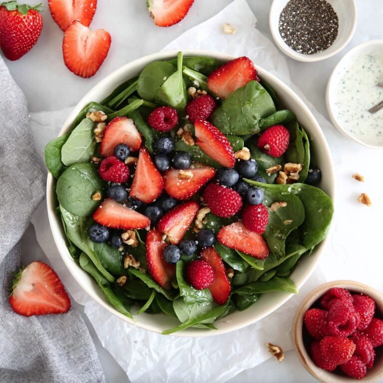 Spinach Berry Salad with Greek Yogurt Dressing and Walnuts Recipe