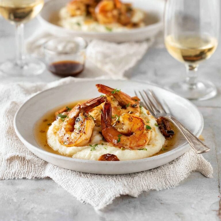 Browned Butter Garlic Prawns with Cauliflower Puree Recipe