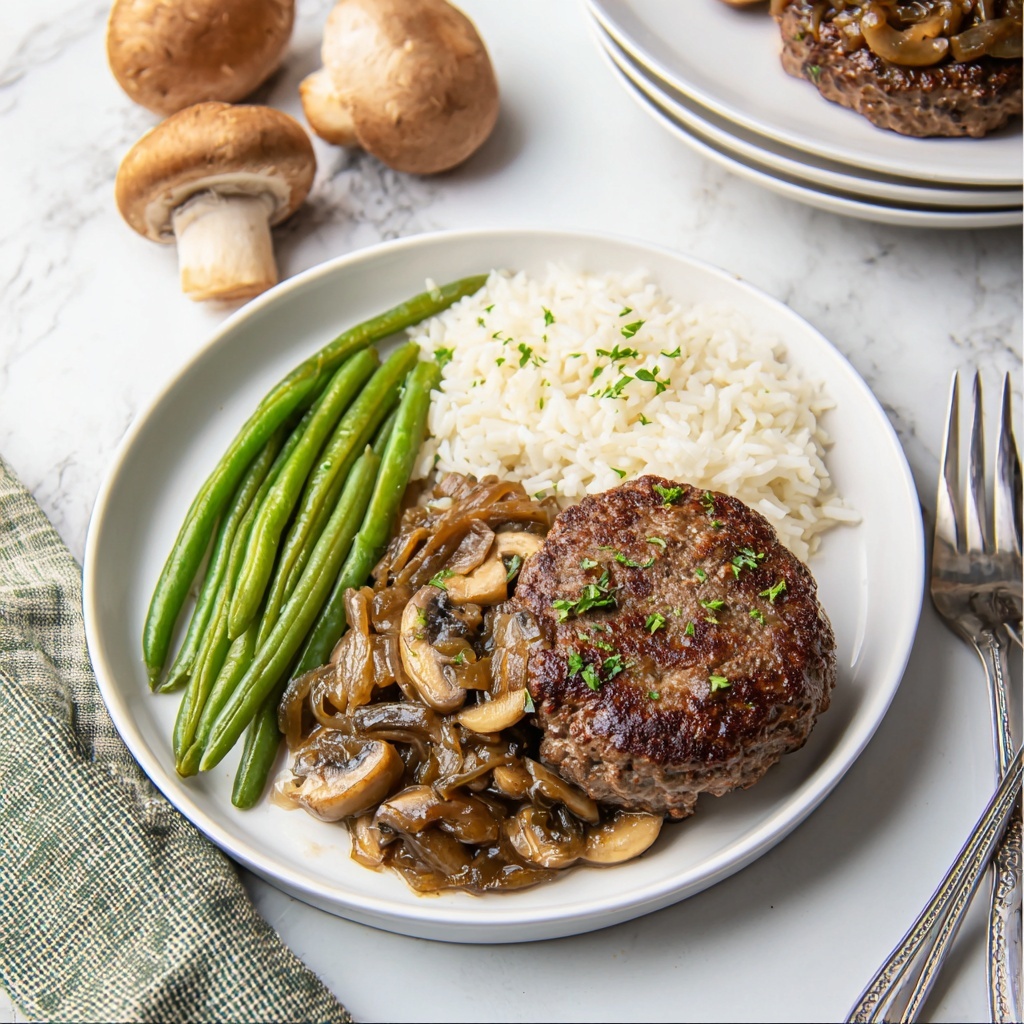 Hamburger Steak with Mushrooms and Onion Gravy Recipe - Recipe Image