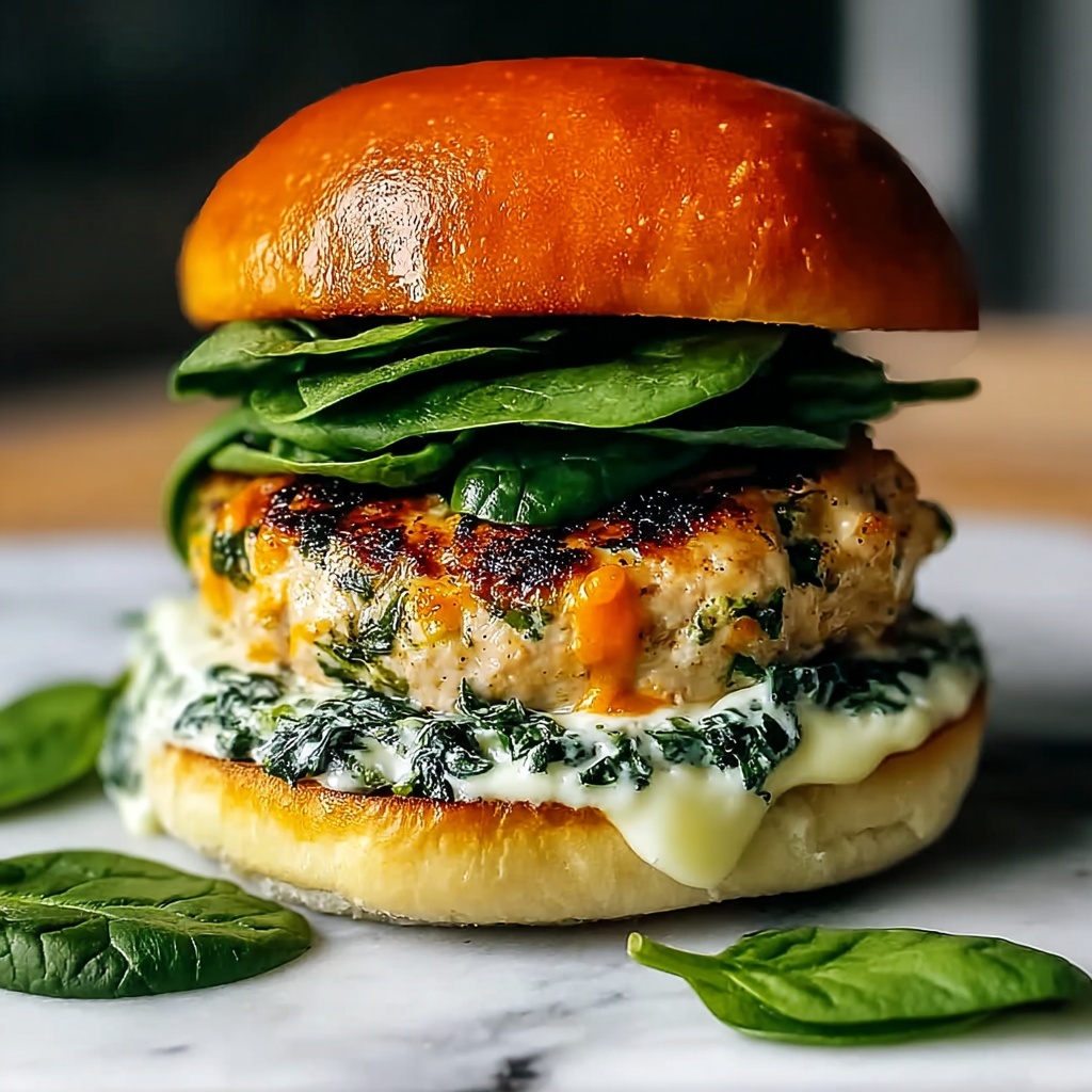 Irresistible White Cheddar and Spinach Chicken Burgers You’ll Love Recipe - Recipe Image