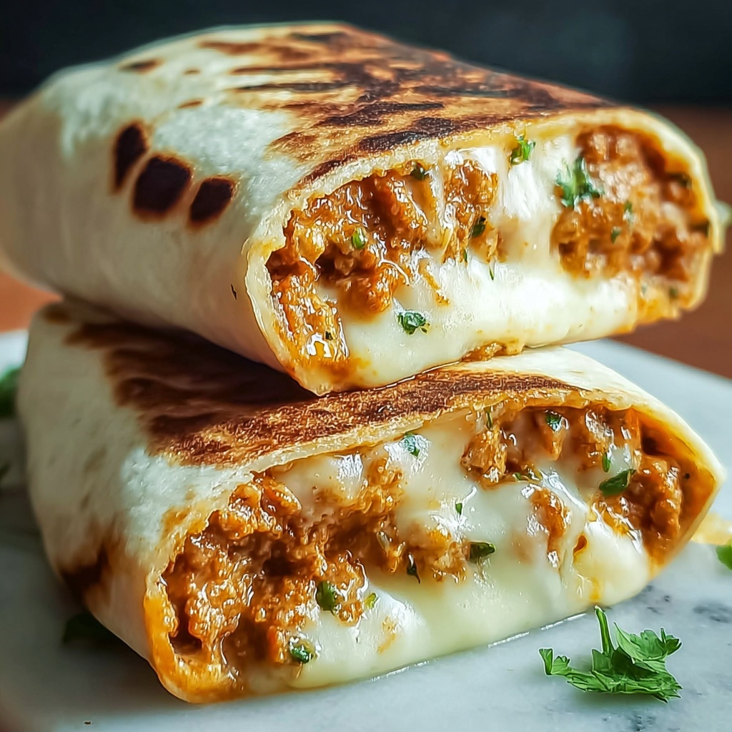 Ooey-Gooey Cheesy Garlic Chicken Wraps for Cozy Nights Recipe - Recipe Image
