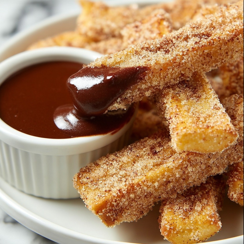 Baked Churro Chips with Chocolate Ganache Recipe - Recipe Image
