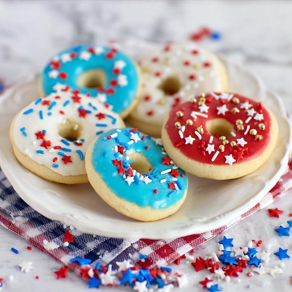 Red, White and Blue Donut Cookies Recipe - Recipe Image