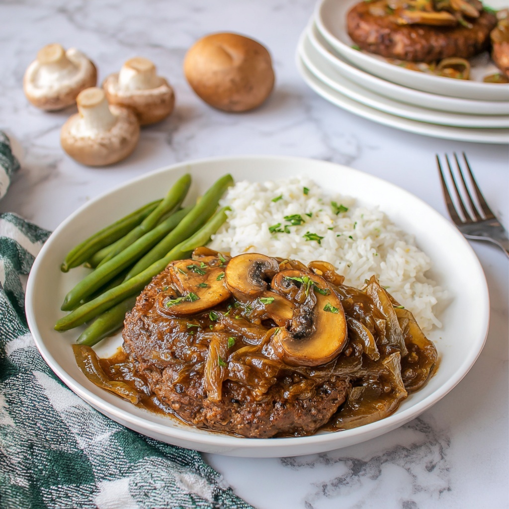 Hamburger Steak with Mushrooms and Onion Gravy Recipe - Recipe Image