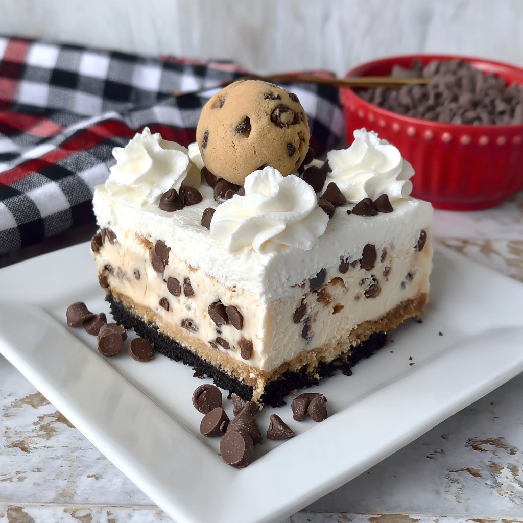 Chocolate Chip Cookie Dough Cheesecake (No-Bake) Recipe - Recipe Image
